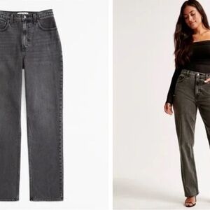 Abercrombie & Fitch Women's Charcoal Straight Leg Jeans